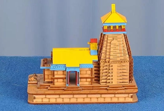 Hand Crafted Kedarnath Temple in Wood Color 3D Model Mandir Statue(6 Inch)