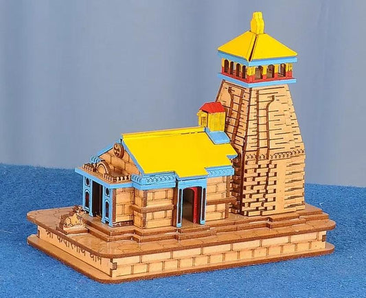 Hand Crafted Kedarnath Temple in Wood Color 3D Model Mandir Statue(6 Inch)